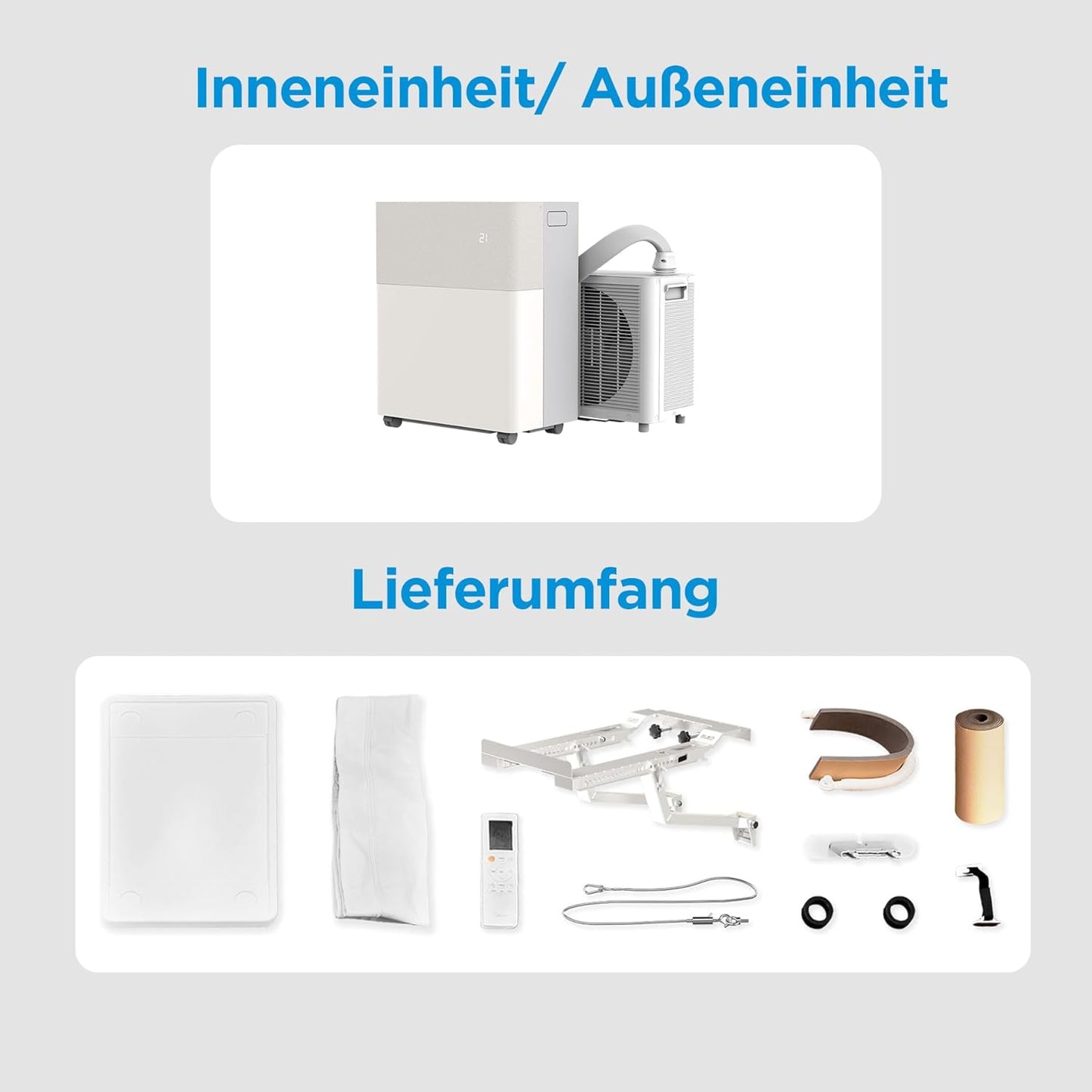 Midea PortaSplit-E Tragbare Klimaanlage 12000 BTU Heizung Kühlung, Fernbedienung